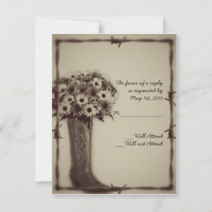 Carte de réponse Vintage Old West Boot and Bouquet