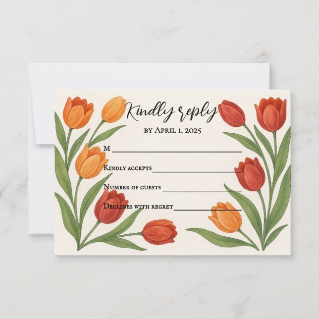 Carte de réponse Voile de Tulipe RSVP (Devant)