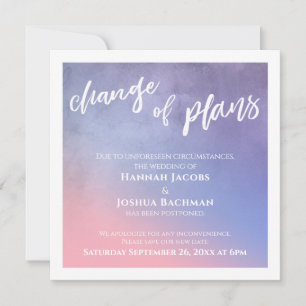 Carte de report de mariage Changement de plans au