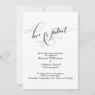 Carte de report élégant blanc Amour est patient