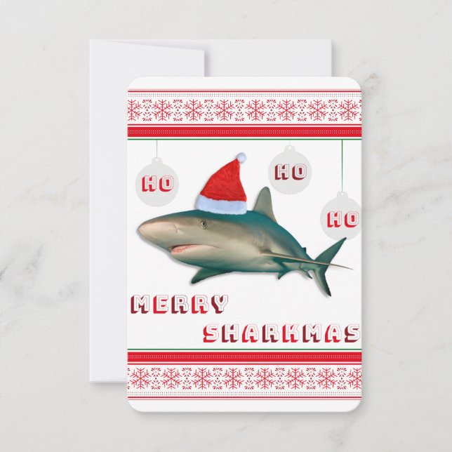 Carte de requin de Noël Joyeux Sharkmas (Devant)