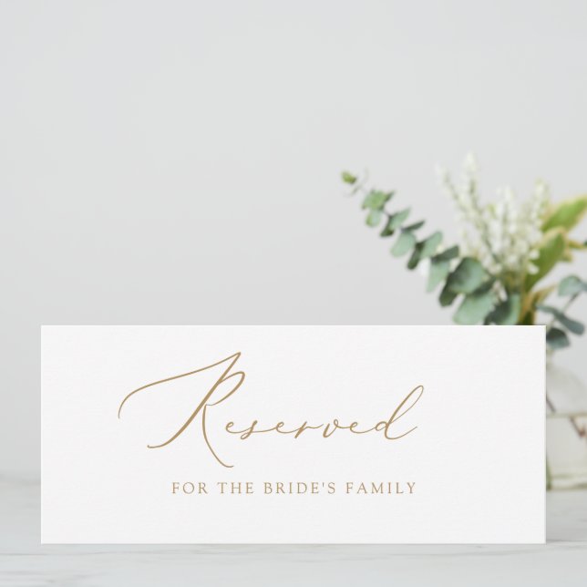 Carte de réservation élégante de mariage en or (Debout devant)