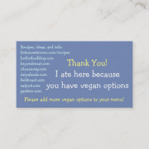 Carte de restaurant Vegan