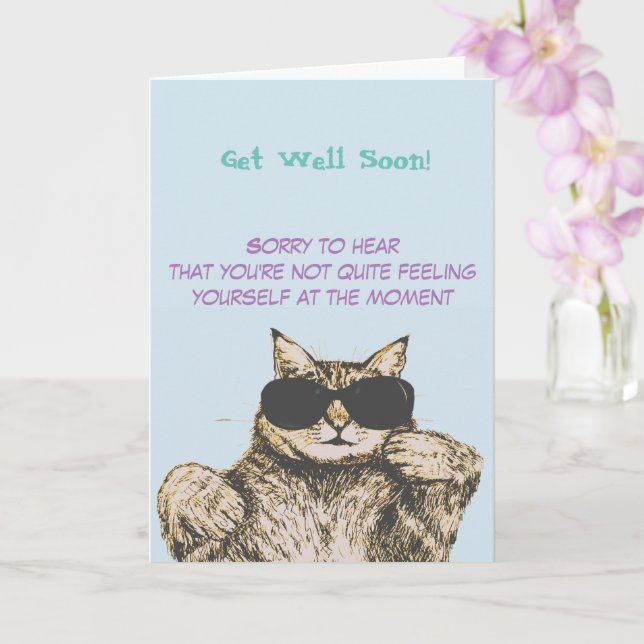 Carte de rétablissement drôle à thème de chat (Orchidée)