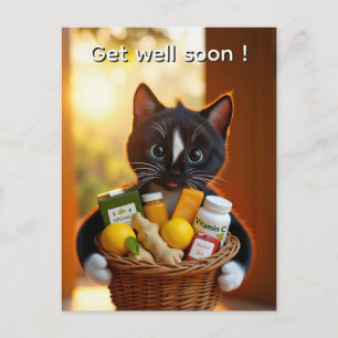 Carte de rétablissement   Panier cadeau avec un ch