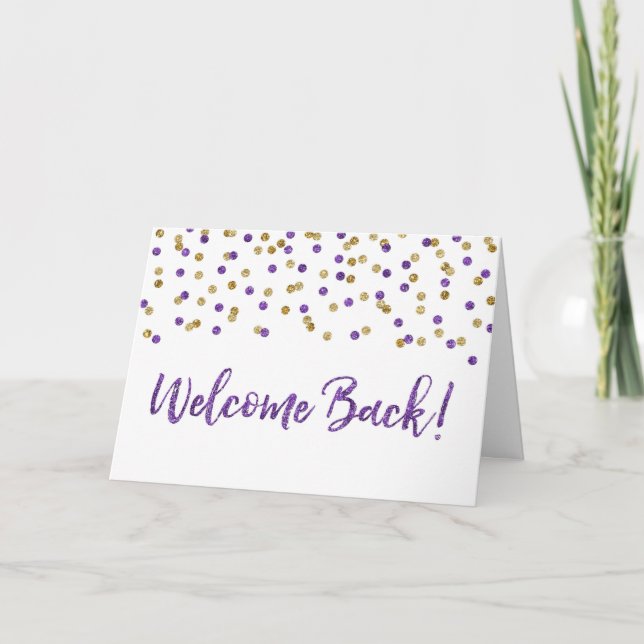 Carte de retour Confetti Gold violet (Devant)