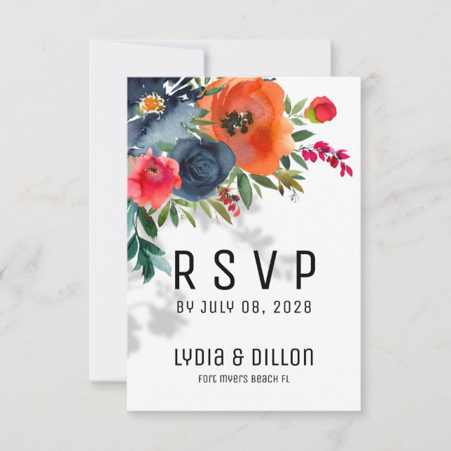 Carte de retour par courrier RSVP pour mariage ave (Devant)