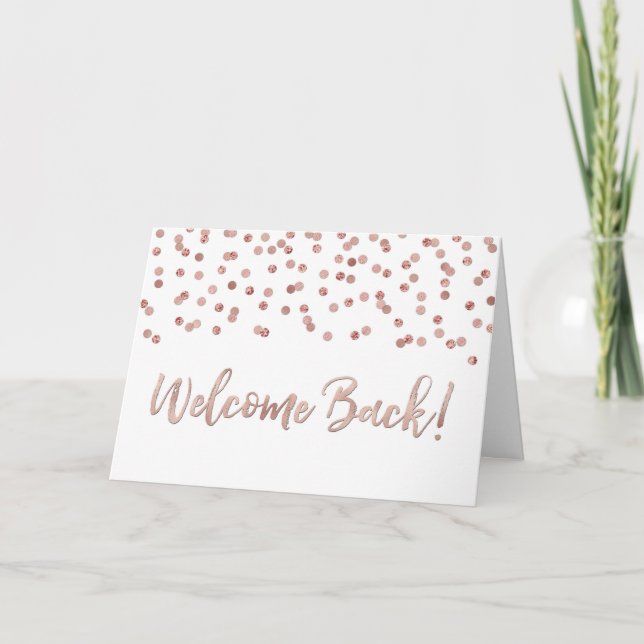 Carte de retour rose Gold Confetti (Devant)