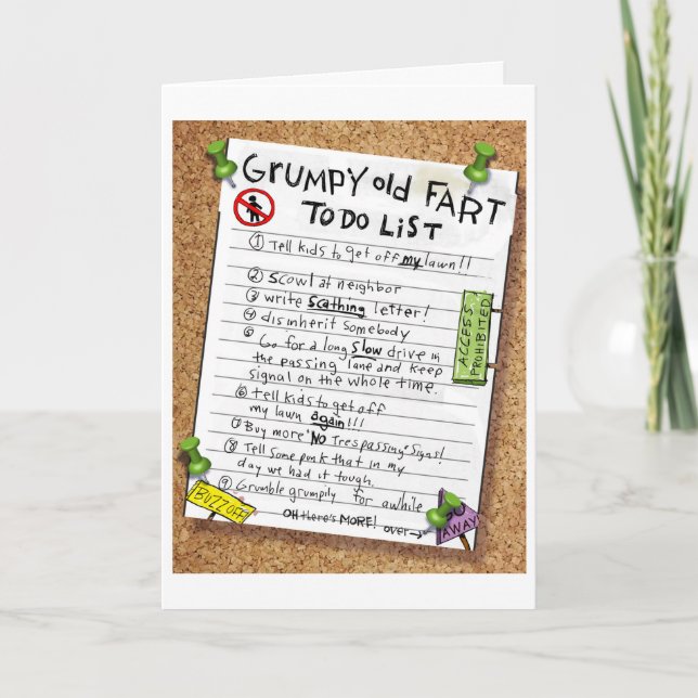 Carte de retraite amusante - Grumpy Old Fart To Do (Devant)