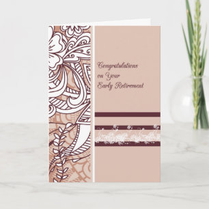 Carte de retraite anticipée Tan avec fleurs