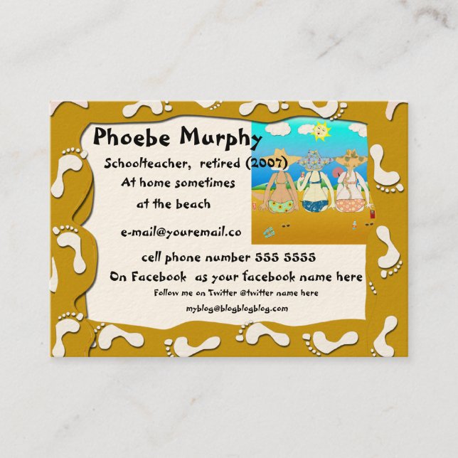 Carte de retraite de baby boomer - scène de plage (Devant)