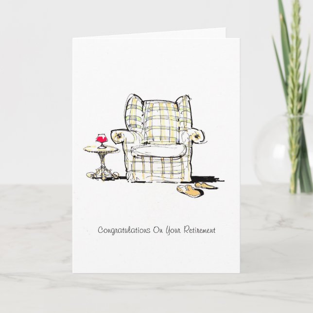 Carte de retraite de fauteuil et de pantoufles (Devant)