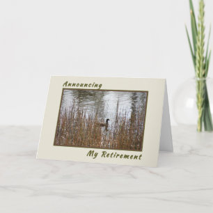 Carte de retraite, étang nature avec canard