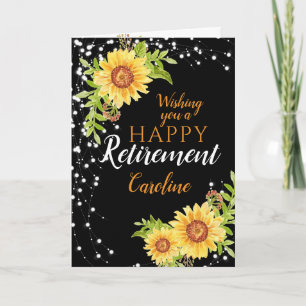 Carte de retraite Fleur de soleil noir pour une re