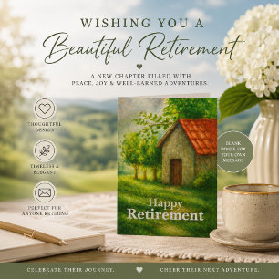 Carte de retraite heureuse Paysage de cottage pa