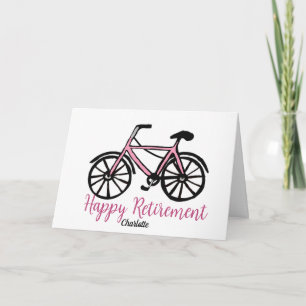 Carte de retraite heureuse vélo rose
