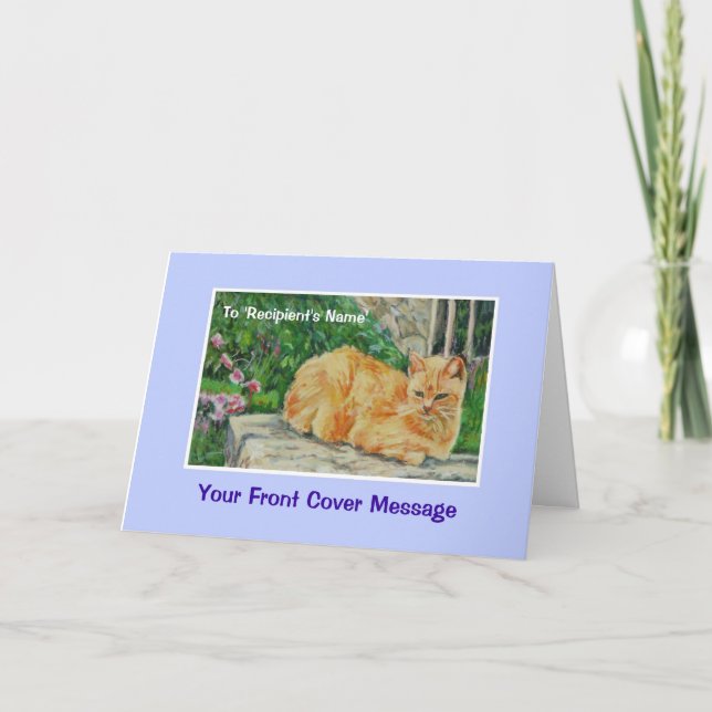 Carte de retraite personnalisable, Ginger Cat (Devant)