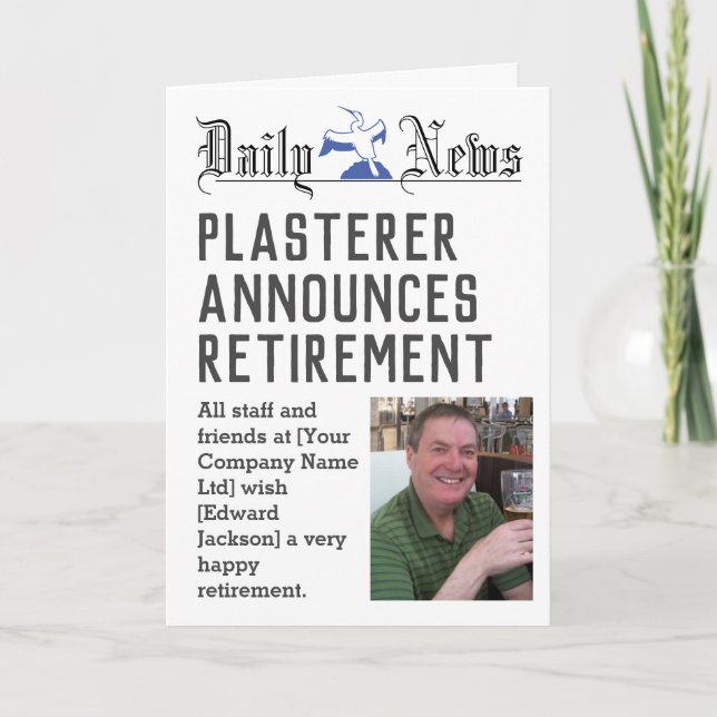 Carte de retraite Plasterer pour personnaliser (Devant)