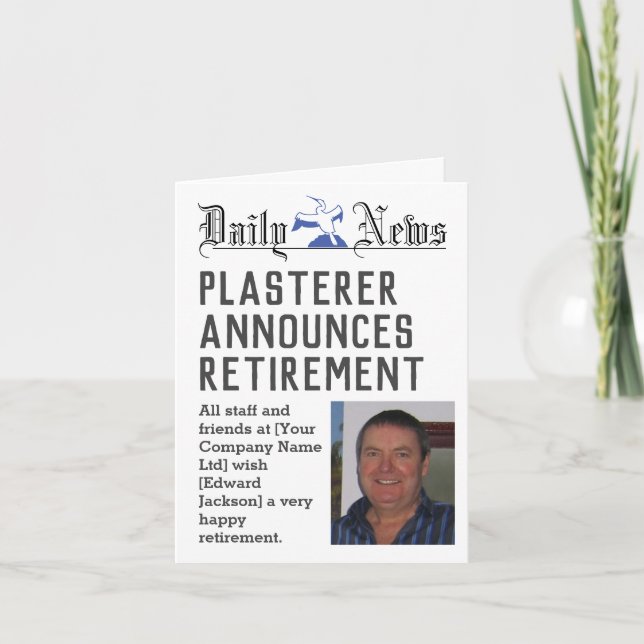 Carte de retraite Plasterer pour personnaliser (Devant)