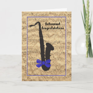 Carte de retraite pour notes de musicien et saxoph