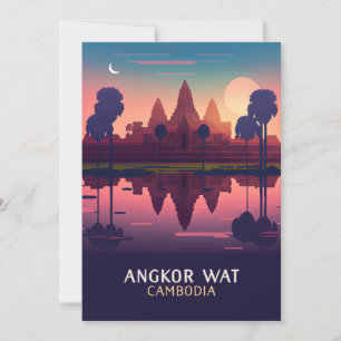Carte de rétro Angkor Wat Sunrise Cambodge Siem Re