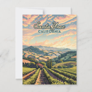 Carte de rétro père Noël Ynez California Vineyard