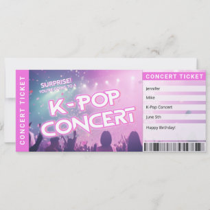 Carte de révélation de billet de concert K-Pop sur