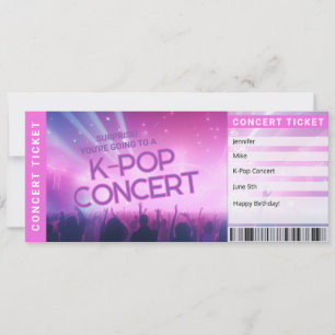 Carte de révélation de billet de concert pour surp