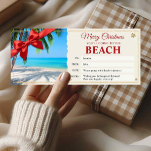 Carte de révélation de vacances de Noël à la plage