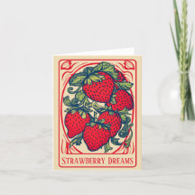 Carte de rêves de fraises mignonnes et douces