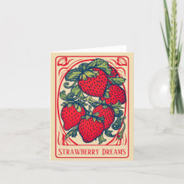 Carte de rêves de fraises mignonnes et douces