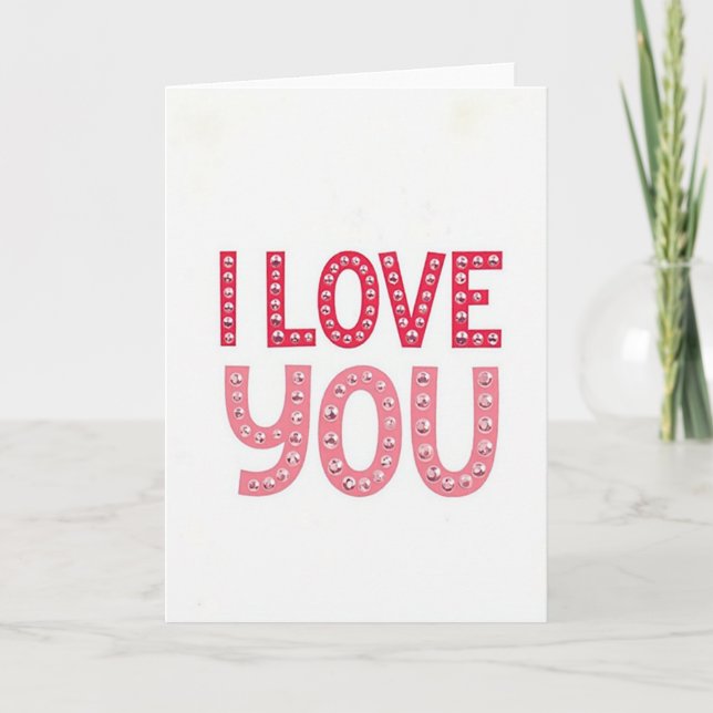 Carte de rhinestone « Je t'aime » (Devant)