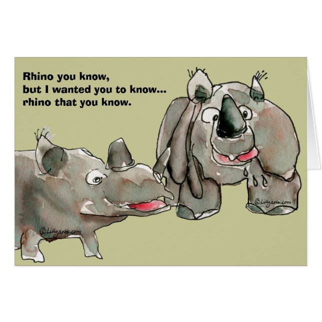 Carte de rhinocéros de bande dessinée à customiser (Devant horizontal)