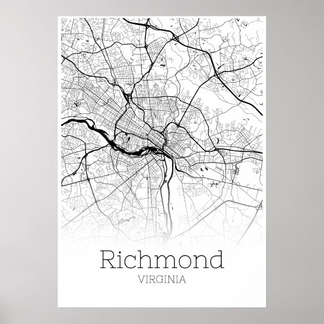 Carte de Richmond - Virginie - Poster de carte de  (Devant)