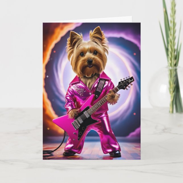 Carte de Rock Star Yorkie Mignonne (Devant)