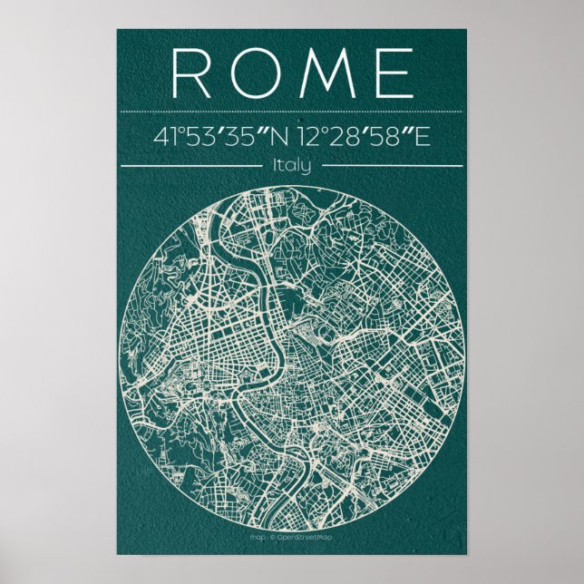 Carte de Rome Poster – Art mural urbain moderne (Devant)