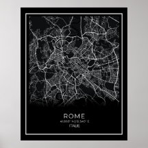 Carte de Rome - Rome Carte noire Poster