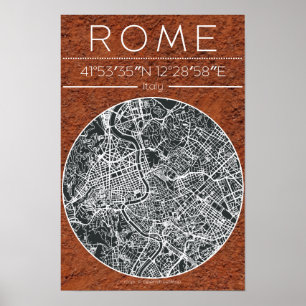 Carte de Rome Terracotta Poster Tons Terreux Minim