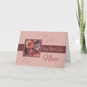 Carte de rose de la fête des mères nièce Happy