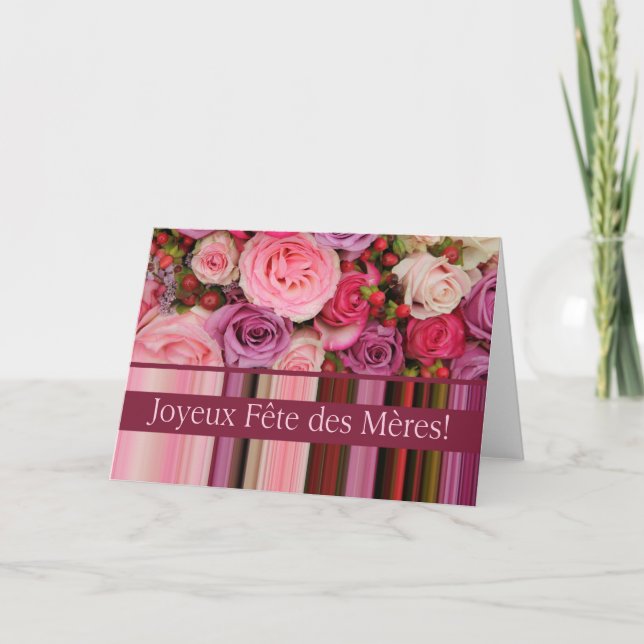 Carte de rose du jour de la mère française (Devant)