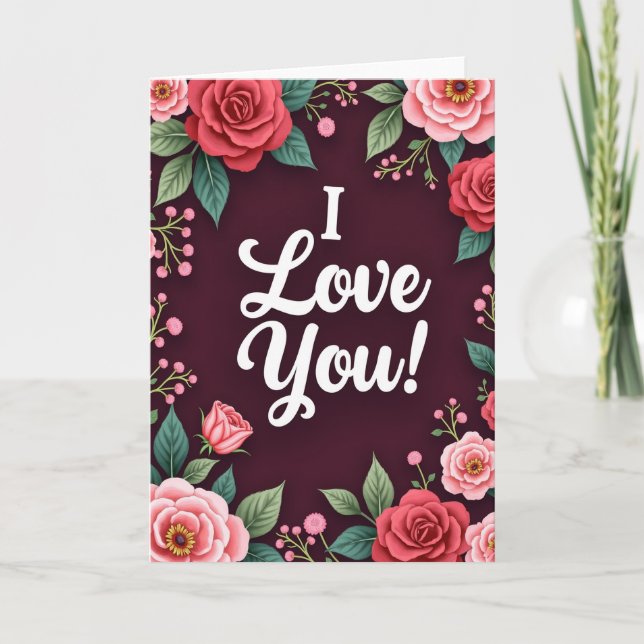 Carte de rose Je t'aime romantique (Devant)