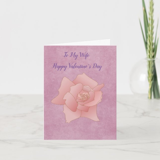 Carte de rose rose pour femme pour la Saint-Valent (Devant)