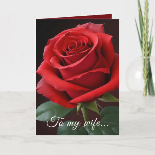 Carte de rose rouge à signature personnalisée pour