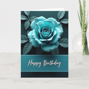 Carte de rose sarcelle pour un joyeux anniversaire