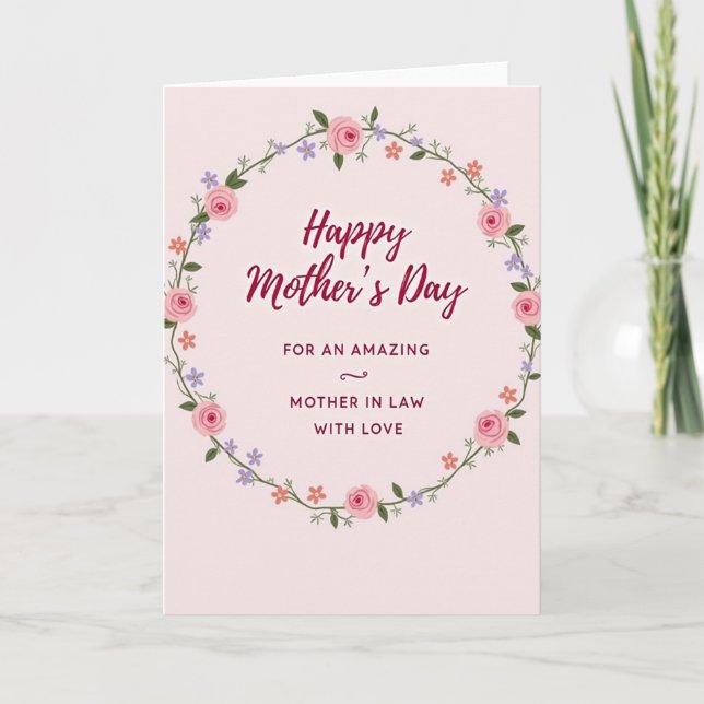 Carte de roses pour la fête de la belle-mère (Devant)