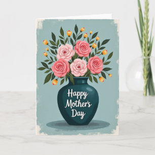 Carte de roses pour la fête des mères Vase sarcell