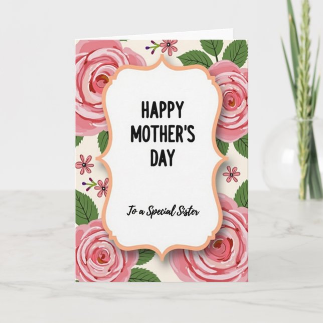 Carte de roses pour la fête des sœurs spéciales (Devant)