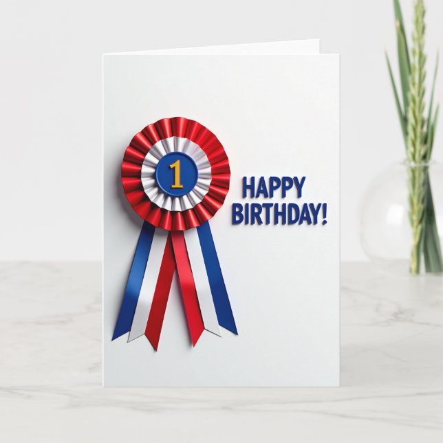 Carte de Rosette pour Premier Anniversaire (Devant)