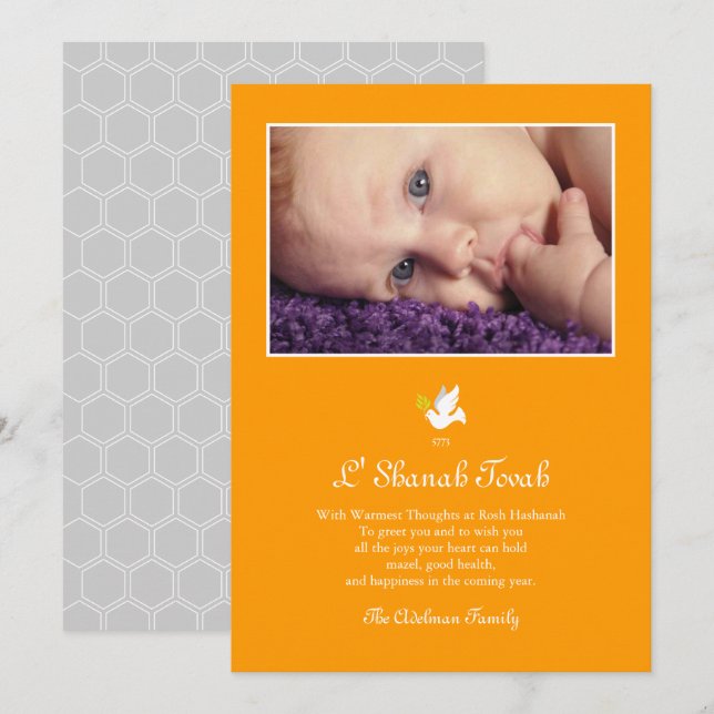 Carte de Rosh Hashanah Colombe de la Paix Shana To (Devant / Derrière)