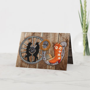 Carte de roue Western Cowboy Cowgirl Horseshoe Wag